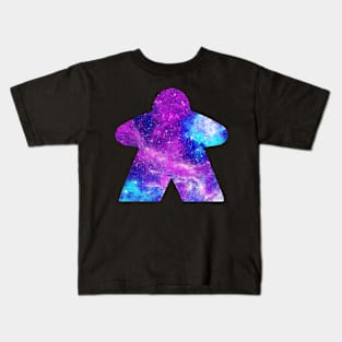 Purple and Sky Blue Space with Galaxy Stars Meeple | Board Game Fan Kids T-Shirt